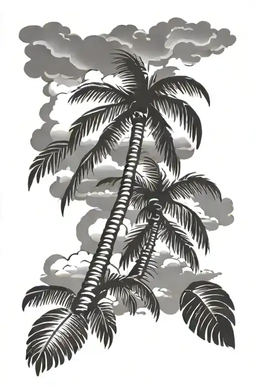 palm tree with cloud background tattoo design idea