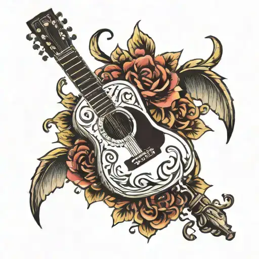 guitar mic tattoo design idea
