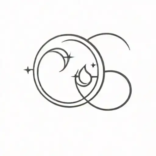 two moons with Pisces star sign tattoo design idea