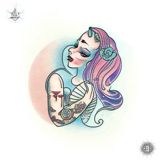 aquarius woman hugging libra tattoo design idea