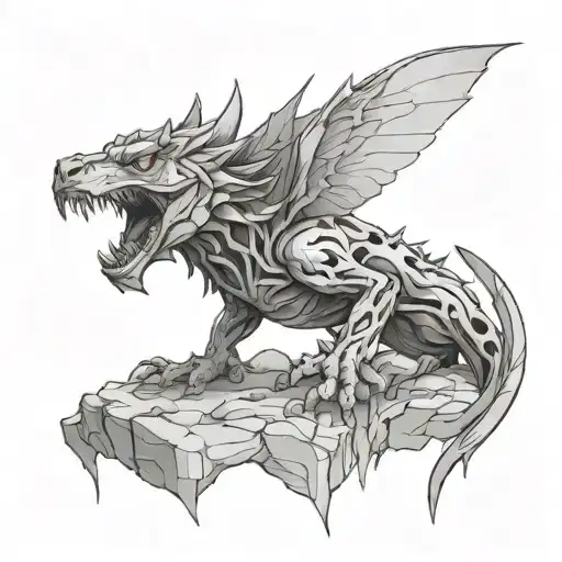 rock transforming Into animal tattoo design idea