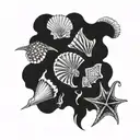 shells sea creatures tattoo design idea