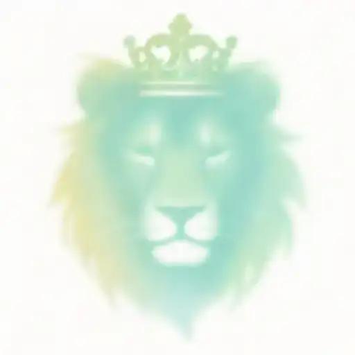 lion face with a scottish crown,  imposed on two hearts tattoo design idea