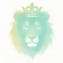 lion face with a scottish crown,  imposed on two hearts tattoo design idea