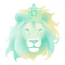 lion face with a scottish crown,  imposed on two hearts tattoo design idea