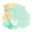 lion face with a scottish crown,  imposed on two hearts tattoo design idea