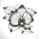 A black and grey tattoo of an orchid blooming on a sandy beach, blending the client's favorite flower with their love for the beach tattoo design idea