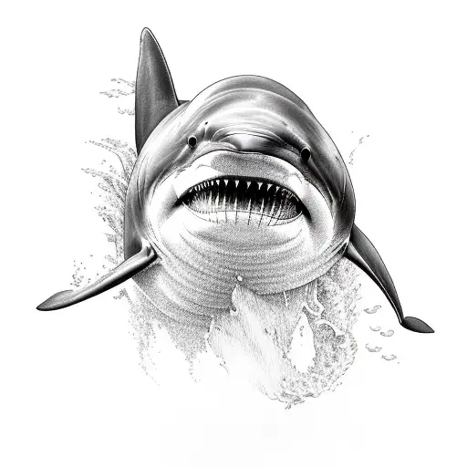 dolphin ad great white shark tattoo design idea