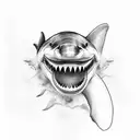 half dolphin half white shark simple tattoo design idea