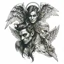 Gemini angel devil tattoo design idea