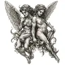 Gemini angel devil tattoo design idea