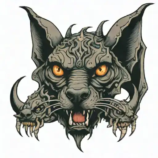 demon 3 headed dog tattoo design idea
