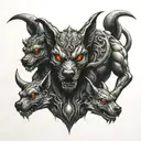 demon 3 headed dog tattoo design idea