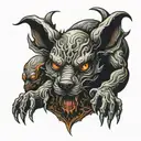 demon 3 headed dog tattoo design idea