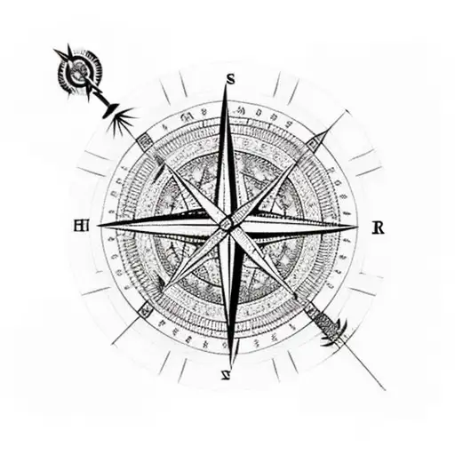 A half sleeve tattoo with a compass in the middle, and 3 polaroid images of Shanghai, Izmir, and Minnesota around it.  tattoo design idea