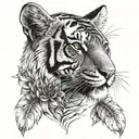 tiger with hare tattoo design idea