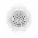 An intricate geometric design inspired by ancient Egyptian hieroglyphics incorporating elements of the eye of Horus and a labyrinth tattoo design idea