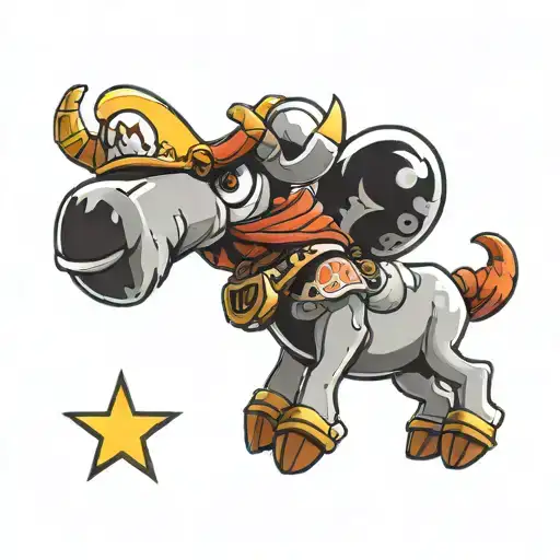 super Mario star goat simulator tattoo design idea