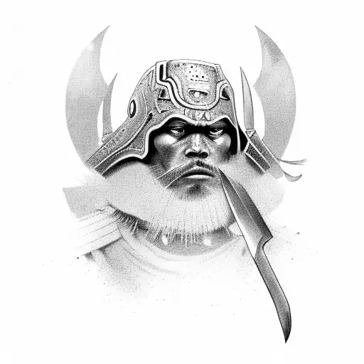 Illustration of a warrior using a choke as a finishing move tattoo design idea