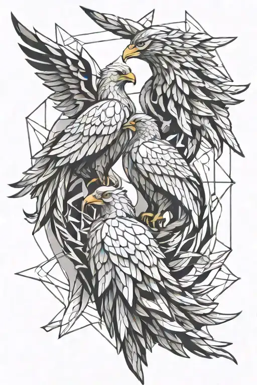 angel and phoenix  tattoo design idea