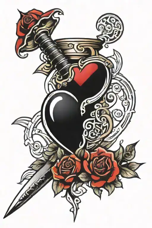 heart & dagger tattoo design idea