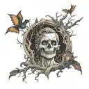 Halloween scene tattoo design idea