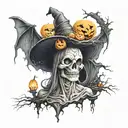 Halloween scene tattoo design idea