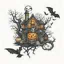 Halloween scene tattoo design idea
