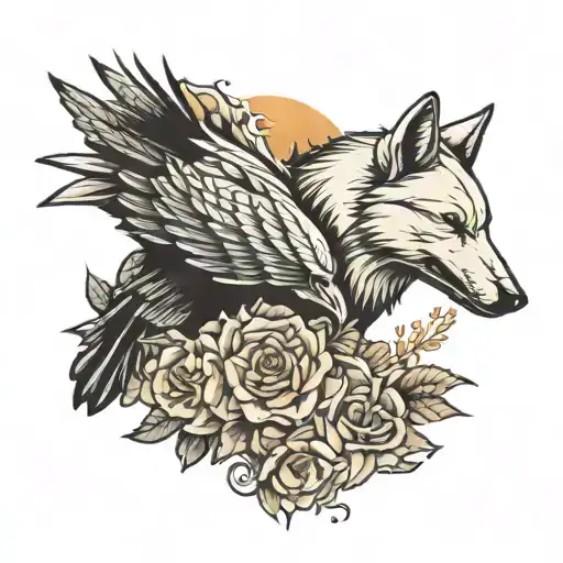 CROW AND WOLF MAIS LABRADOR tattoo design idea