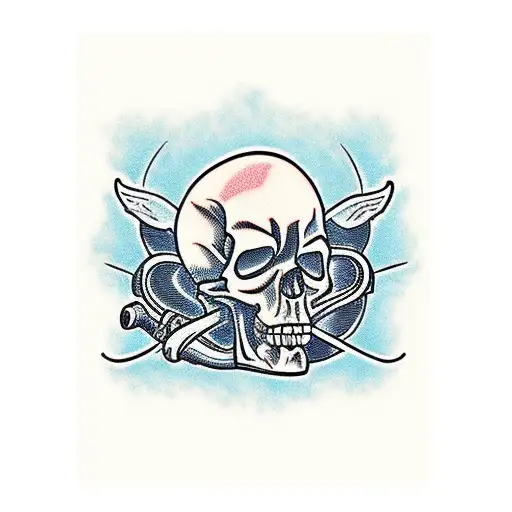 meth pipe skull tattoo design idea