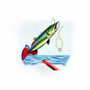 mahi Mahi hooked on fishing line tattoo design idea