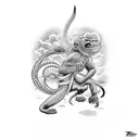 monkey fighter vs dinosaur monk tattoo design idea