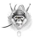 monkey fighter vs dinosaur monk tattoo design idea