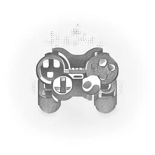 A video game controller intertwined with dark fantasy elements tattoo design idea
