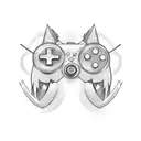 A video game controller intertwined with dark fantasy elements tattoo design idea