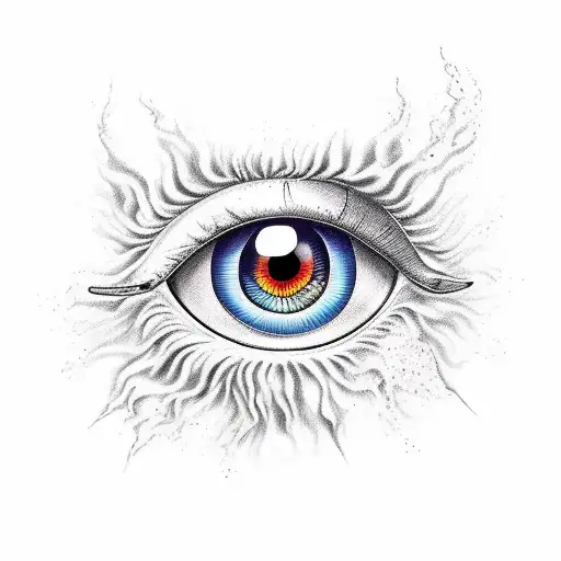 crying eye in the fire tattoo design idea