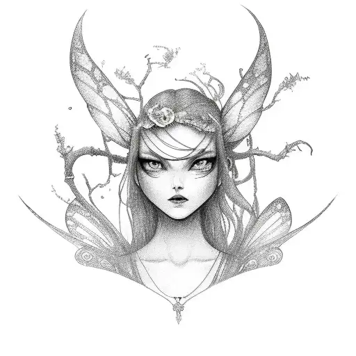 fairy strange person tattoo design idea