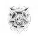 A half-sleeve, the theme is chance, rejecting fatalism tattoo design idea