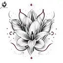 maroon lily and symbolism for the name Joy tattoo design idea