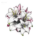 maroon lily and symbolism for the name Joy tattoo design idea