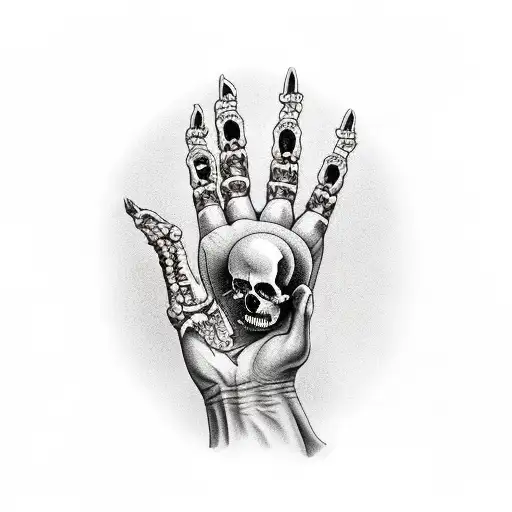 Bones and skulls on hands tattoo design idea