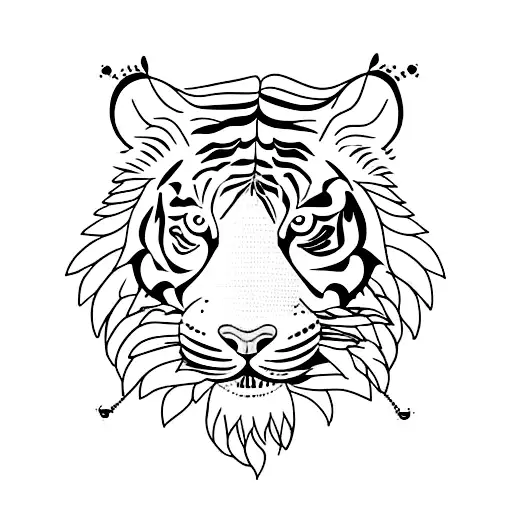 Tiger climbing down surrounded by indigenous flowers tattoo design idea