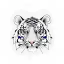 Tiger climbing down surrounded by indigenous flowers tattoo design idea