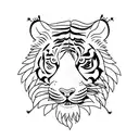 Tiger climbing down surrounded by indigenous flowers tattoo design idea