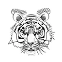 Tiger climbing down surrounded by indigenous flowers tattoo design idea