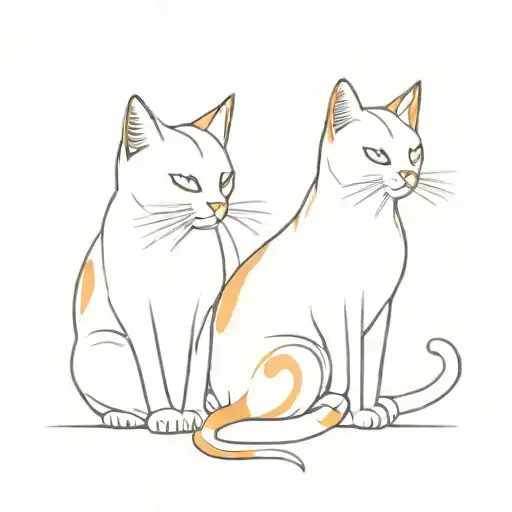 white and orange cat for couple tattoo tattoo design idea