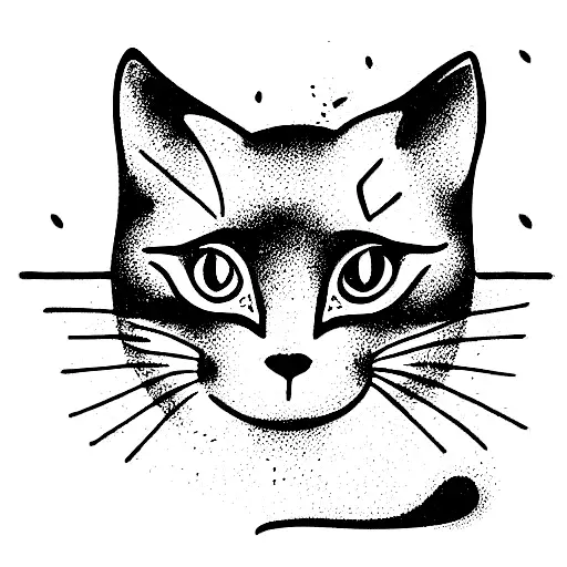 mystical boho black cat tattoo design idea