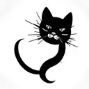 mystical boho black cat tattoo design idea