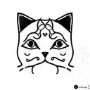 mystical boho black cat tattoo design idea
