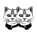 faces of two cats chin to chin. the cats ar british shorthair. one cat is completly black, the other striped coat tattoo design idea